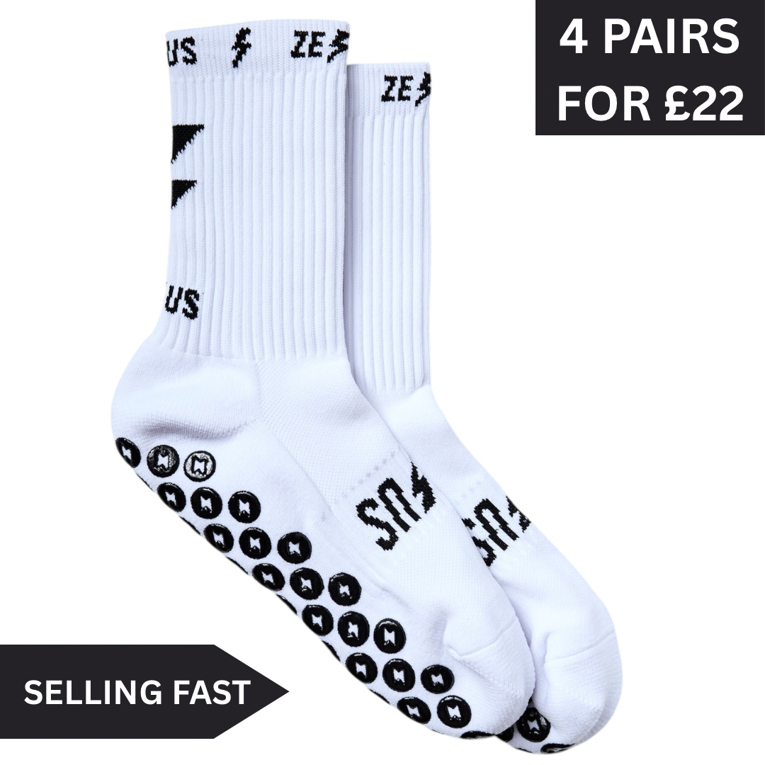 Zelus White Grip Socks