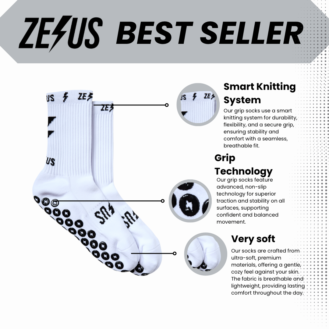 Zelus White Grip Socks