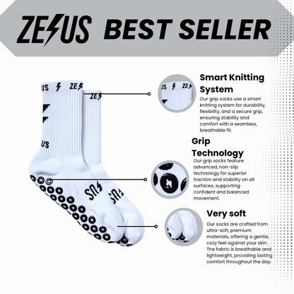 Zelus White Grip Socks